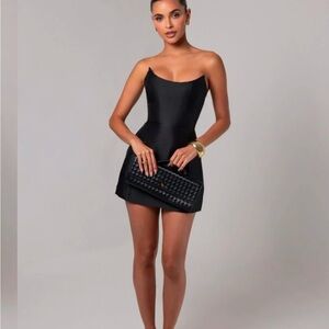 NWT Heiress Beverly Hills Black Strapless Sheen Corset Mini Dress - XS